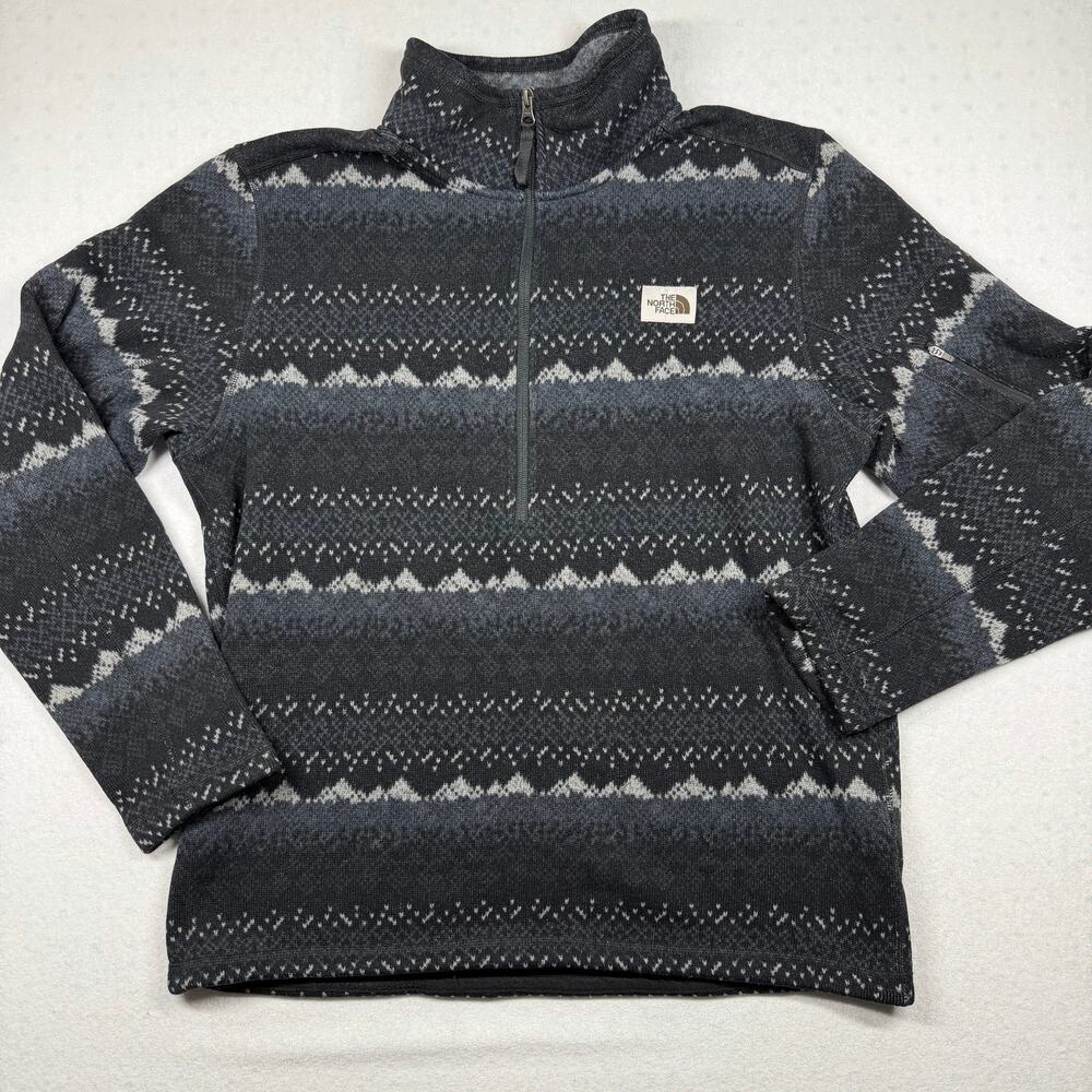 The North Face Gordon Lyons Men’s Large Fleece 1/4 Zip Gray Nordic Pullover